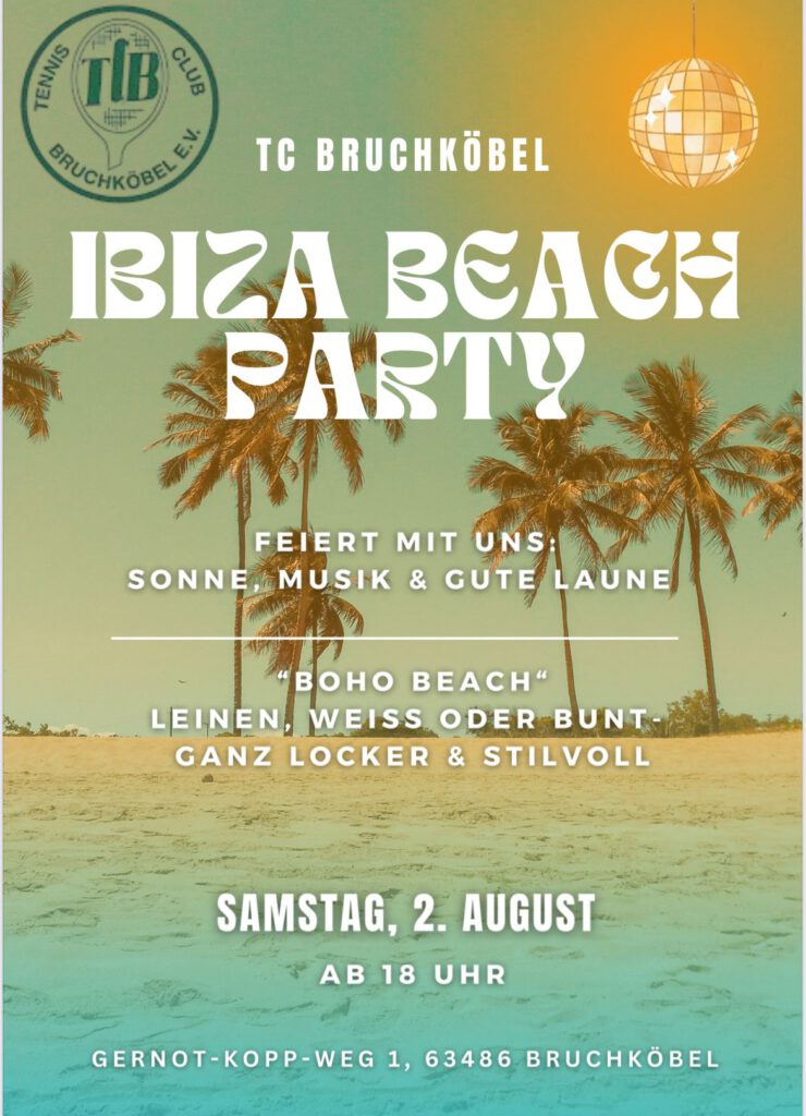 Ibiza Beach Party beim TCB am 02. August 2025